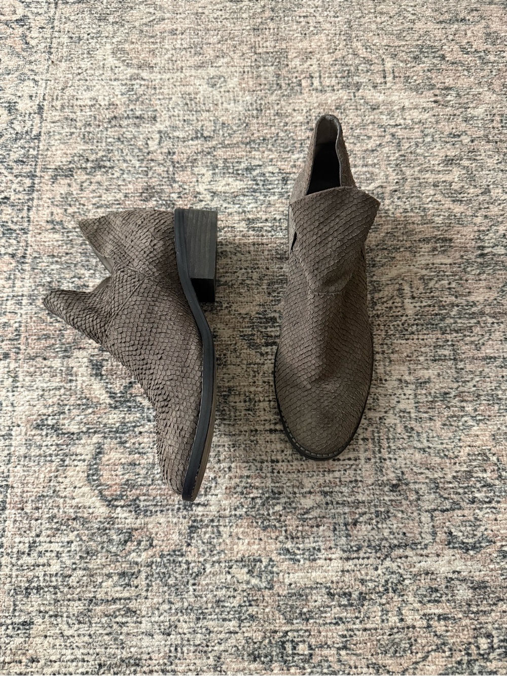 Eileen Fisher Taupe Textured Ankle Booties